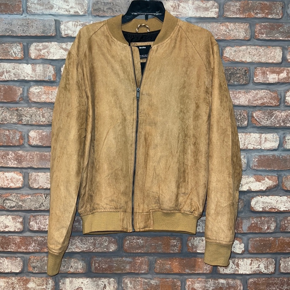 Bershka faux suede bomber jacket